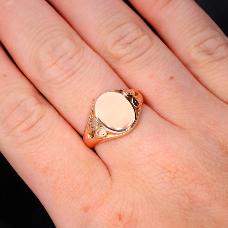 The Antique 1912 Oval Rose Gold Signet Ring