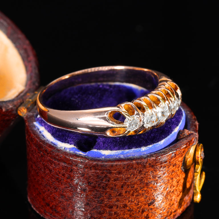 The Antique Five Old Cut Diamond Boat Ring