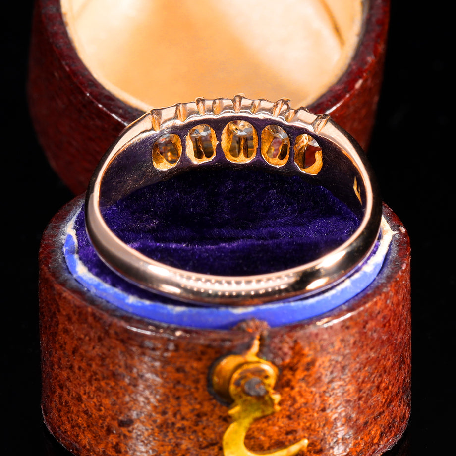 The Antique Five Old Cut Diamond Boat Ring