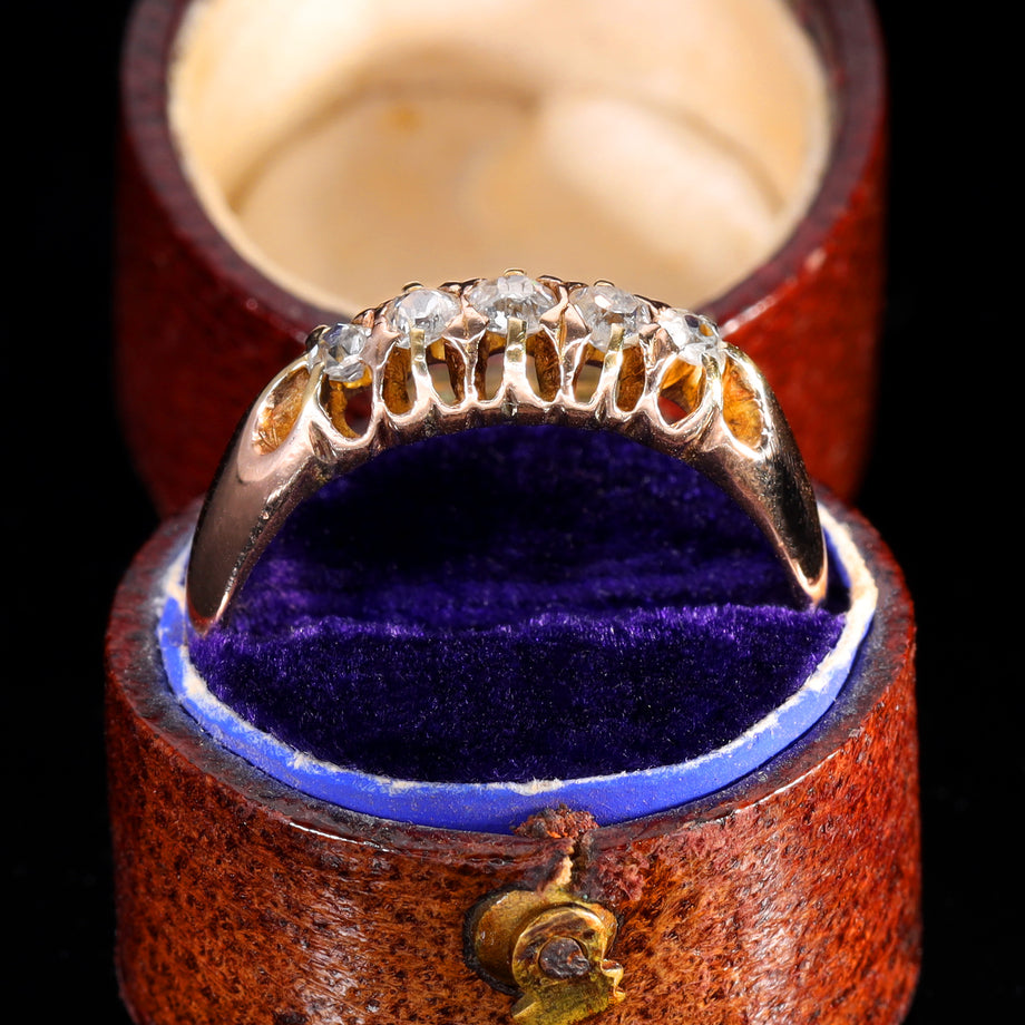 The Antique Five Old Cut Diamond Boat Ring