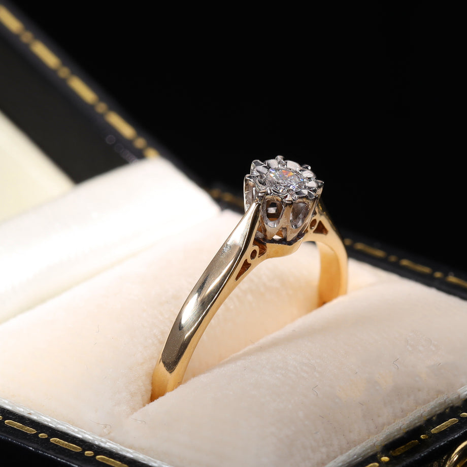 The Vintage 1985 Illusion Set Diamond Flower Ring