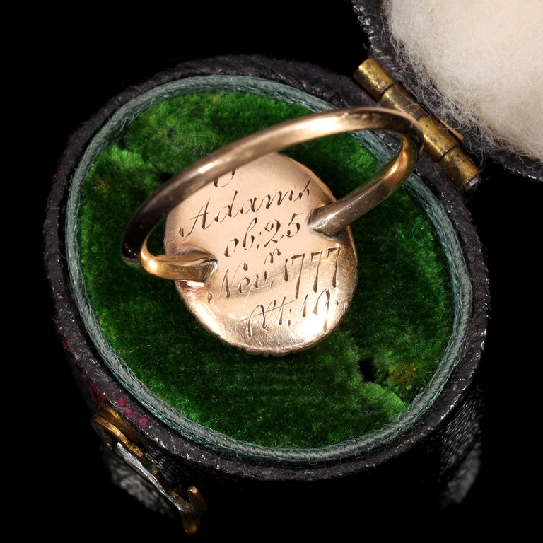 The Antique Georgian 1777 Pearl and Hairwork Mourning Ring