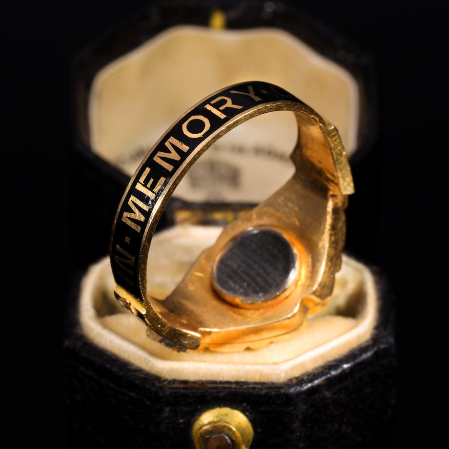 The Antique Victorian 1876 Pearl Cameo Flower Mourning Ring