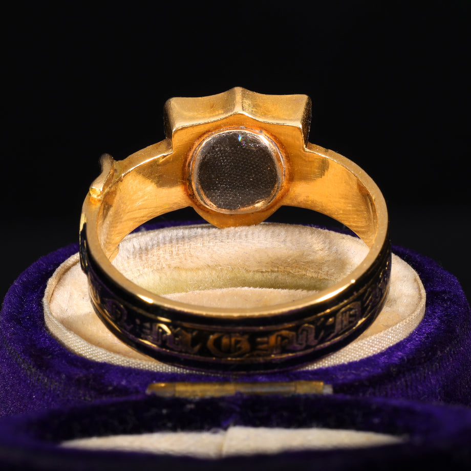 The Antique Victorian 1867 Banded Agate Buckle Mourning Ring