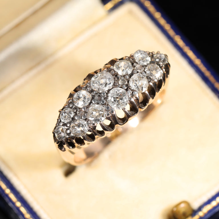 The Antique Victorian Old Cut Diamond Double Row Ring
