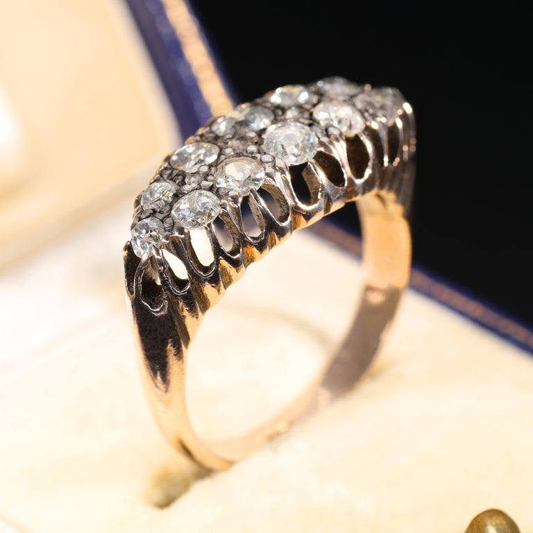 The Antique Victorian Old Cut Diamond Double Row Ring