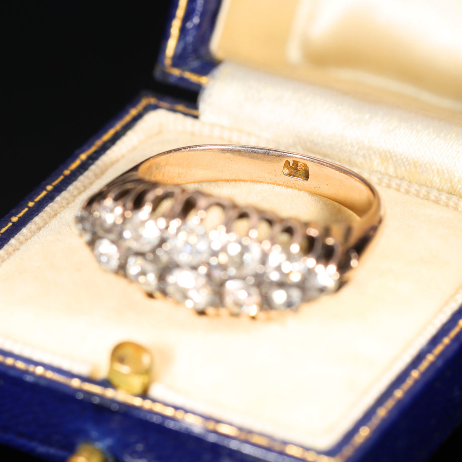 The Antique Victorian Old Cut Diamond Double Row Ring
