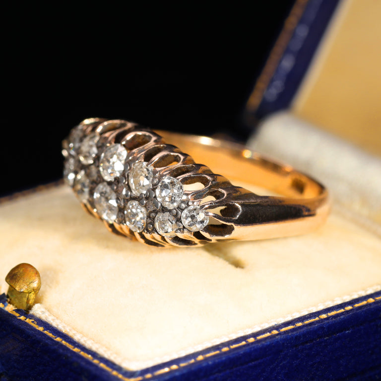 The Antique Victorian Old Cut Diamond Double Row Ring