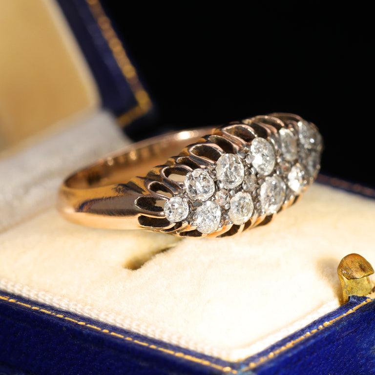 The Antique Victorian Old Cut Diamond Double Row Ring