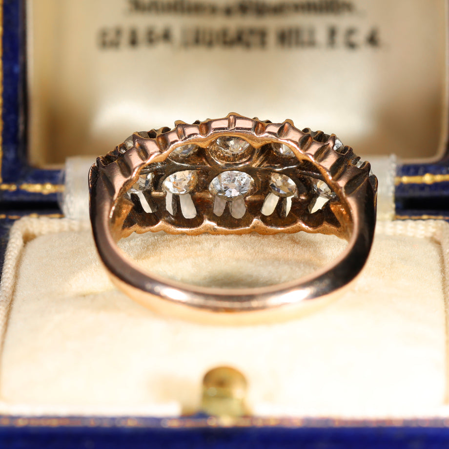 The Antique Victorian Old Cut Diamond Double Row Ring