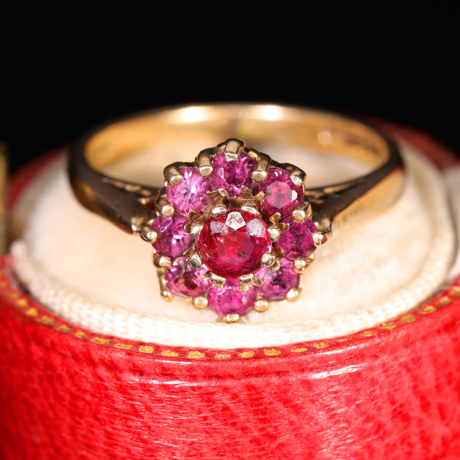 The Vintage 1970 Ruby Cluster Rose Ring