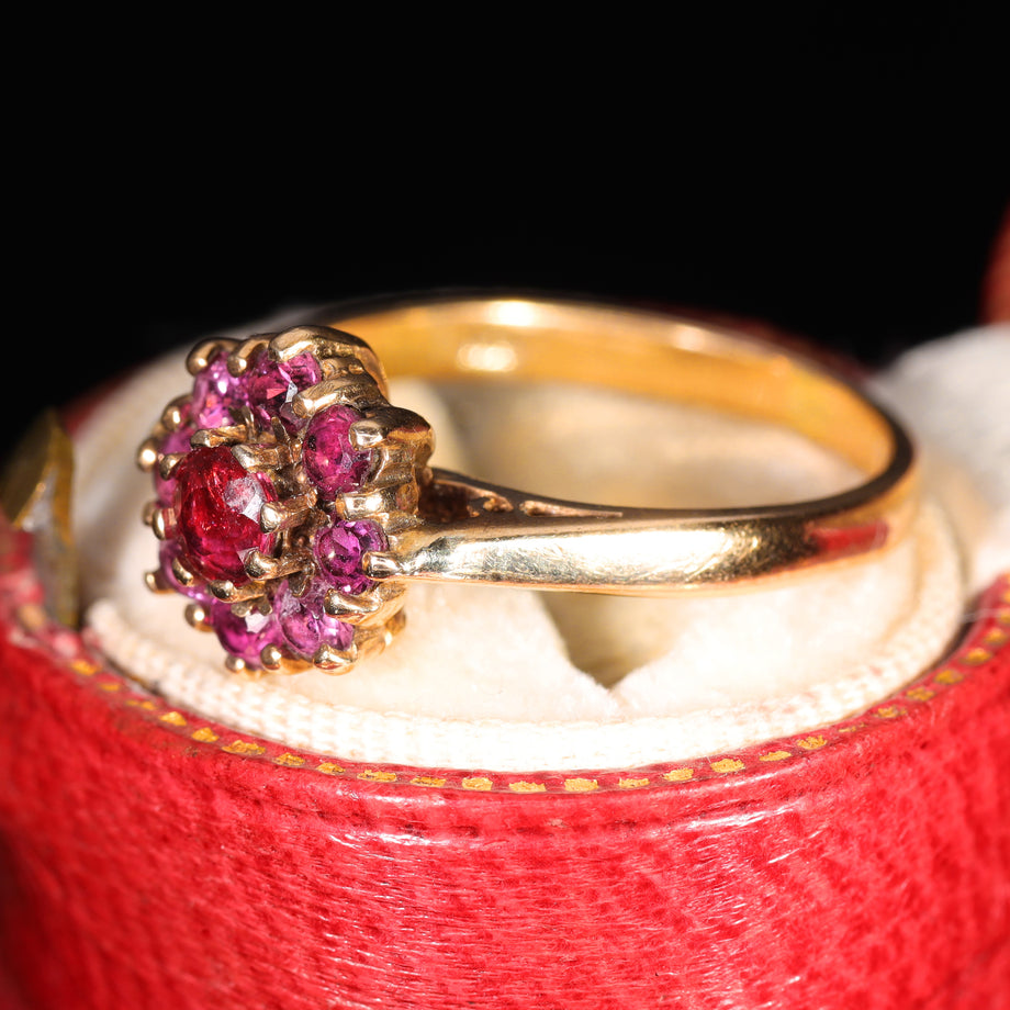 The Vintage 1970 Ruby Cluster Rose Ring