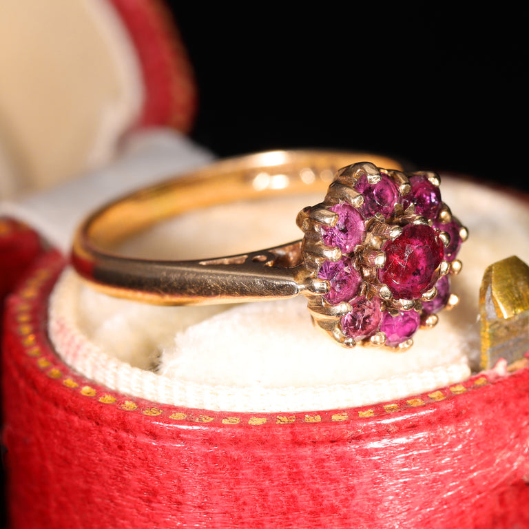 The Vintage 1970 Ruby Cluster Rose Ring