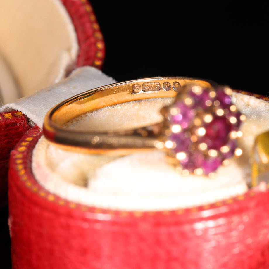 The Vintage 1970 Ruby Cluster Rose Ring