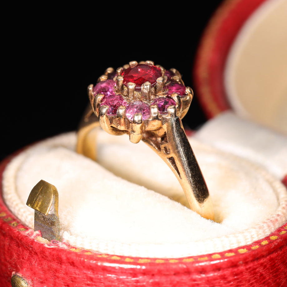 The Vintage 1970 Ruby Cluster Rose Ring
