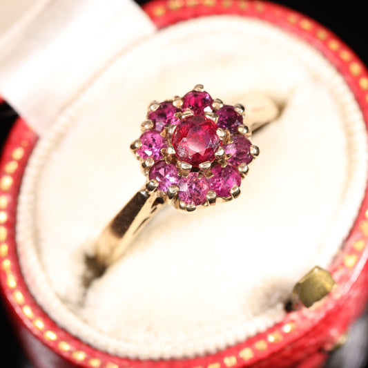 The Vintage 1970 Ruby Cluster Rose Ring