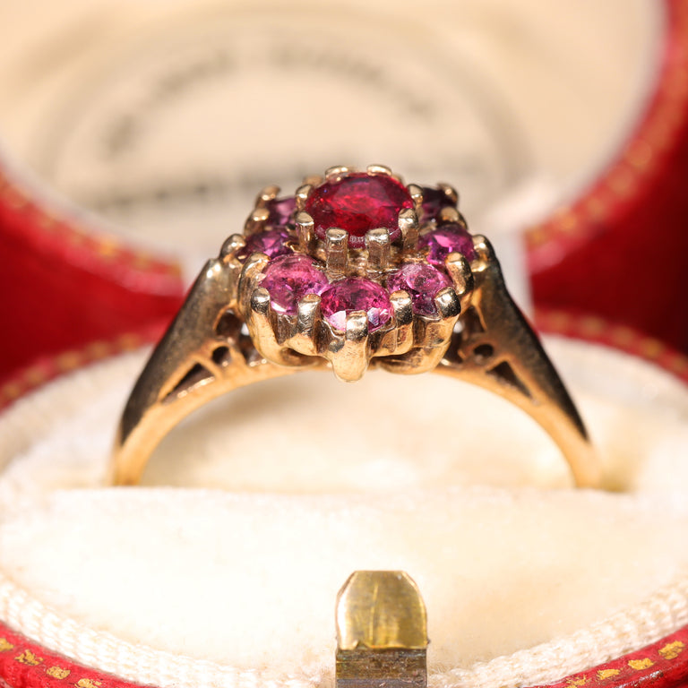 The Vintage 1970 Ruby Cluster Rose Ring