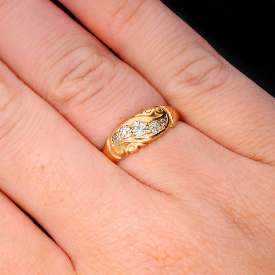 The Antique 1912 Old Cut Diamond Scroll Ring