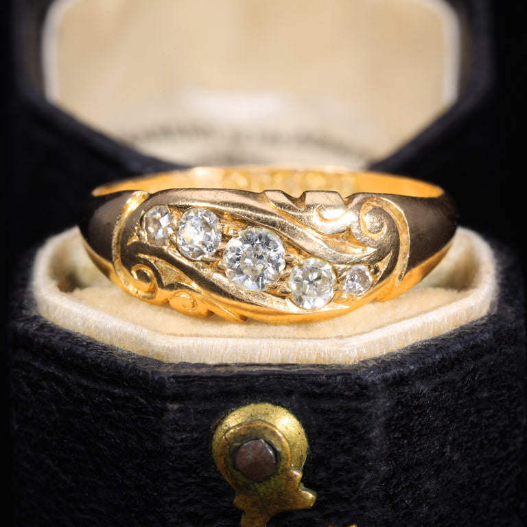 The Antique 1912 Old Cut Diamond Scroll Ring