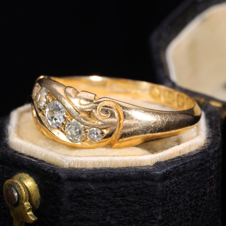 The Antique 1912 Old Cut Diamond Scroll Ring