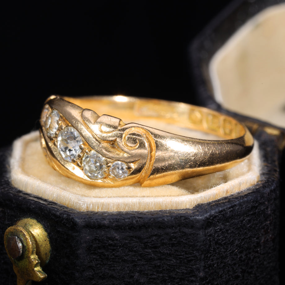 The Antique 1912 Old Cut Diamond Scroll Ring