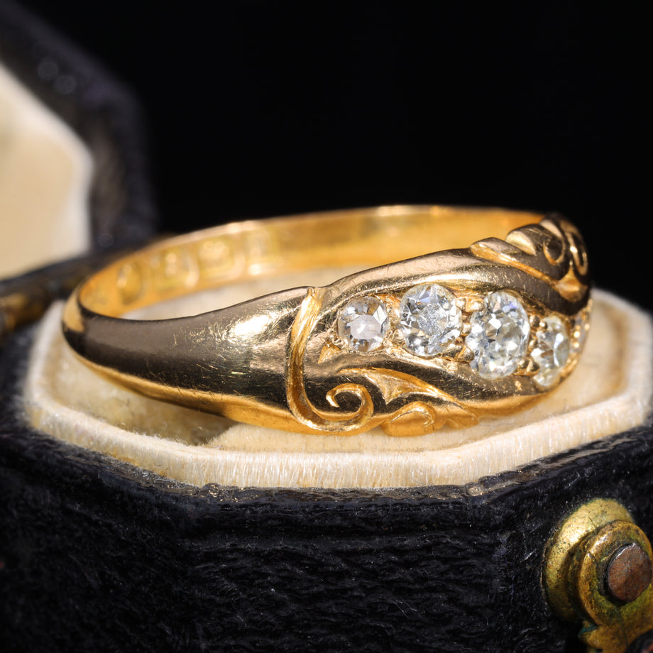 The Antique 1912 Old Cut Diamond Scroll Ring