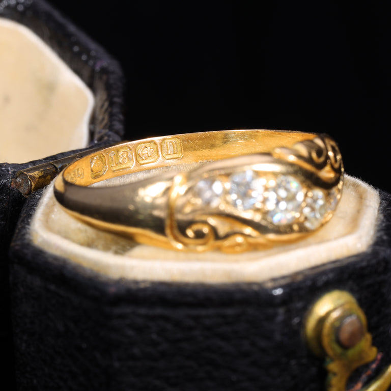 The Antique 1912 Old Cut Diamond Scroll Ring
