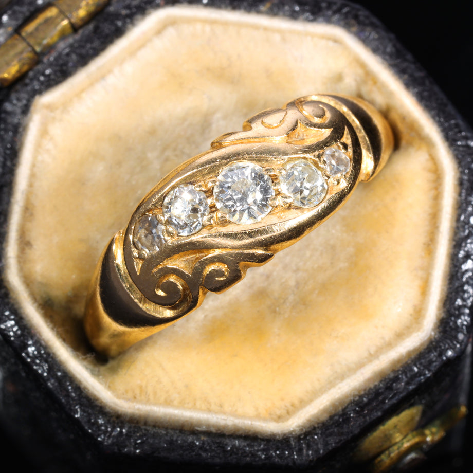 The Antique 1912 Old Cut Diamond Scroll Ring
