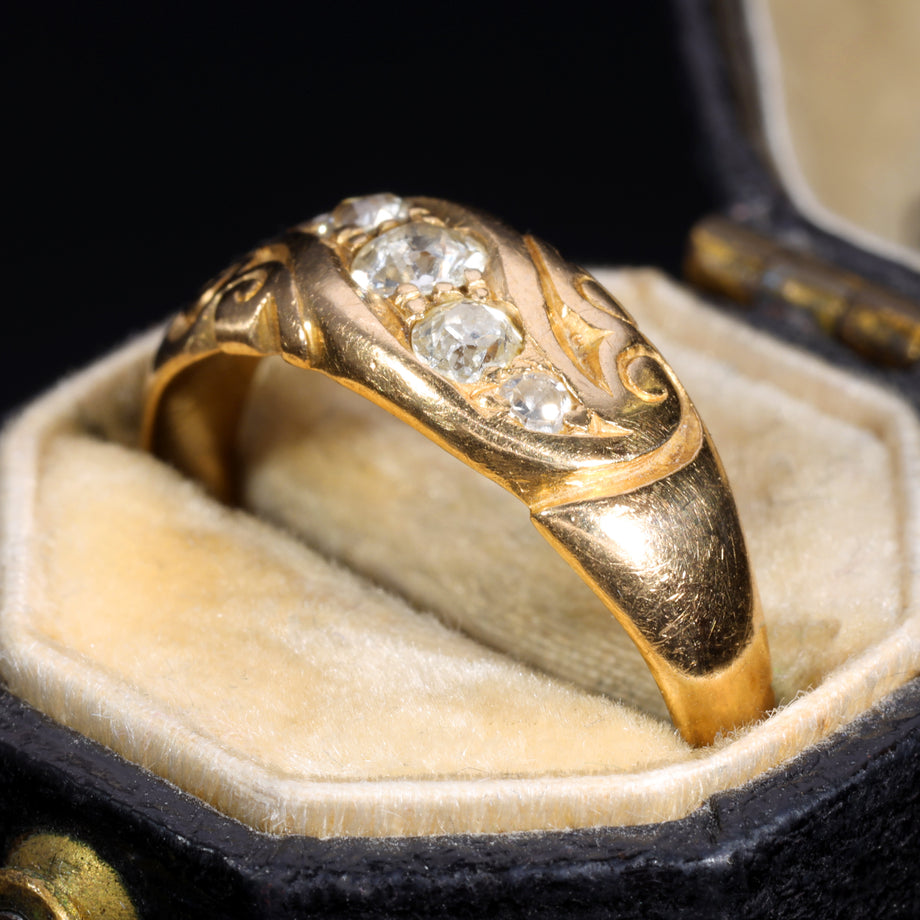The Antique 1912 Old Cut Diamond Scroll Ring