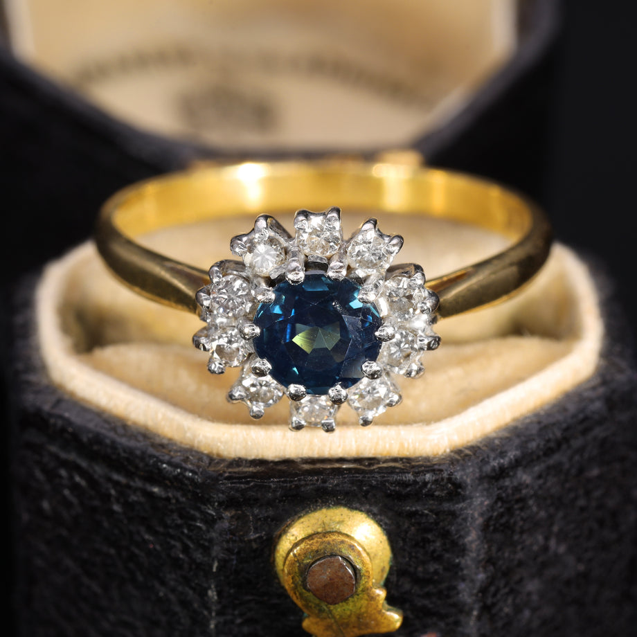The Vintage 1984 Sapphire and Diamond Cluster Ring