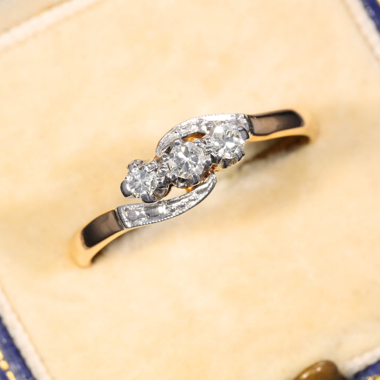 The Vintage Three Brilliant Cut Diamond Sensational Ring