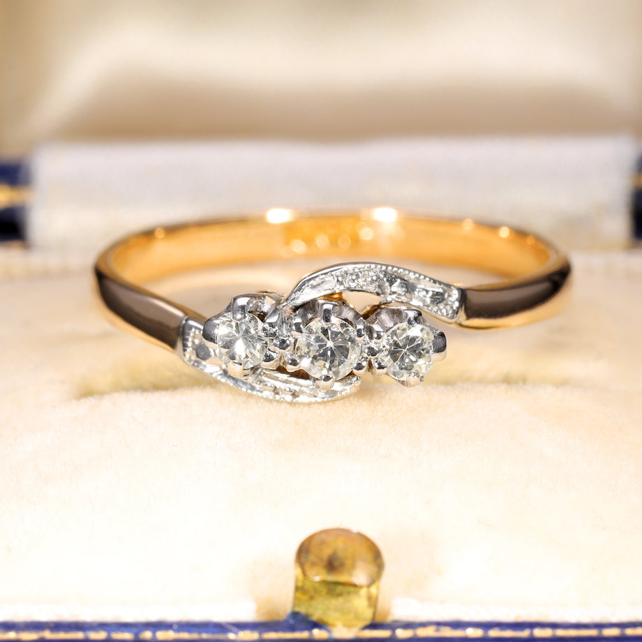 The Vintage Three Brilliant Cut Diamond Sensational Ring