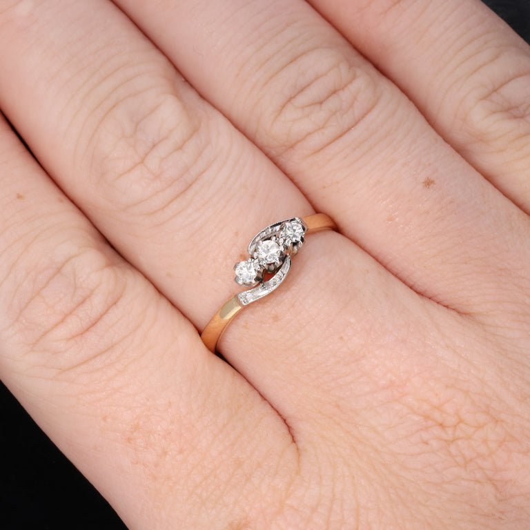 The Vintage Three Brilliant Cut Diamond Sensational Ring