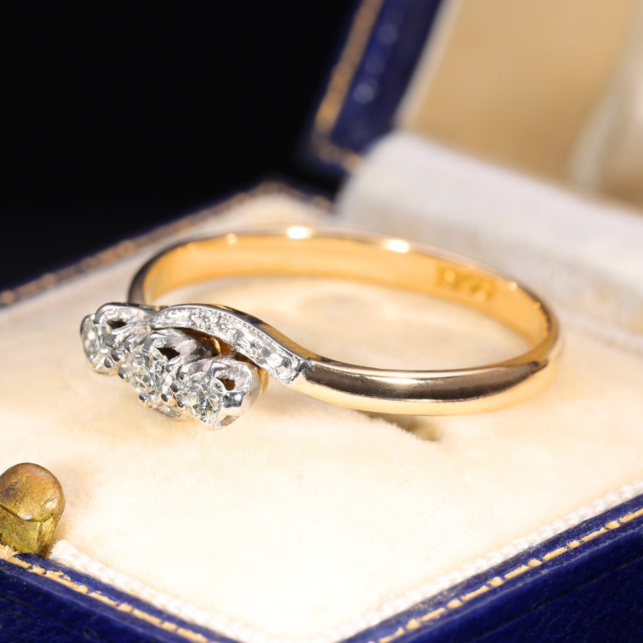 The Vintage Three Brilliant Cut Diamond Sensational Ring
