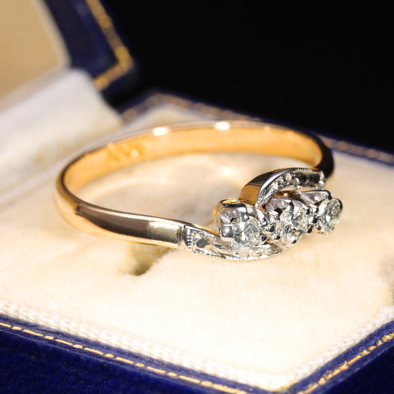 The Vintage Three Brilliant Cut Diamond Sensational Ring