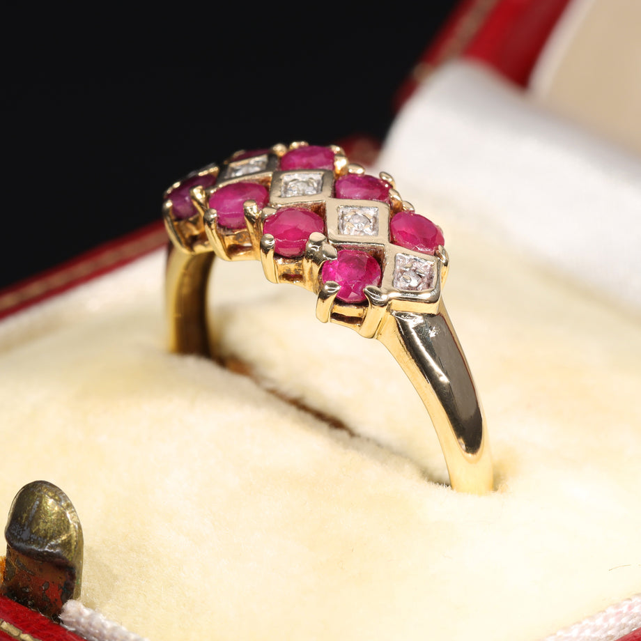 The Vintage Ruby and Diamond Checkerboard Ring