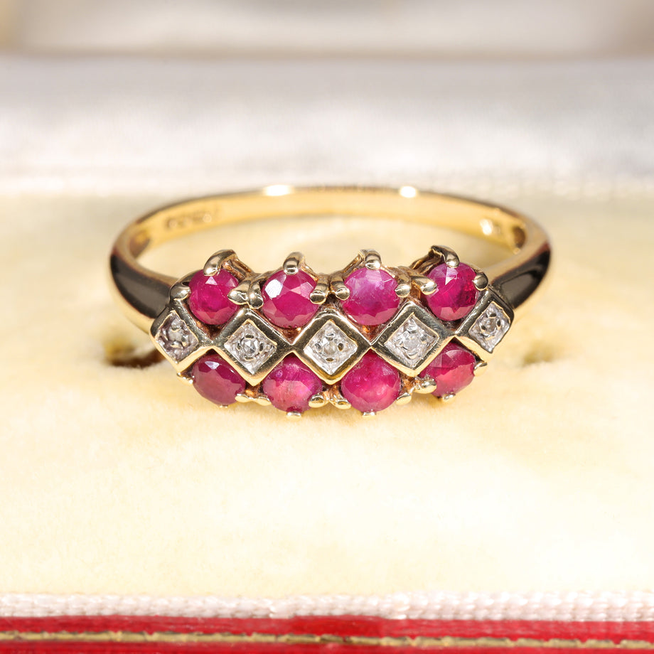 The Vintage Ruby and Diamond Checkerboard Ring