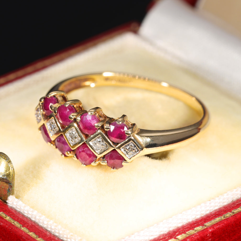 The Vintage Ruby and Diamond Checkerboard Ring