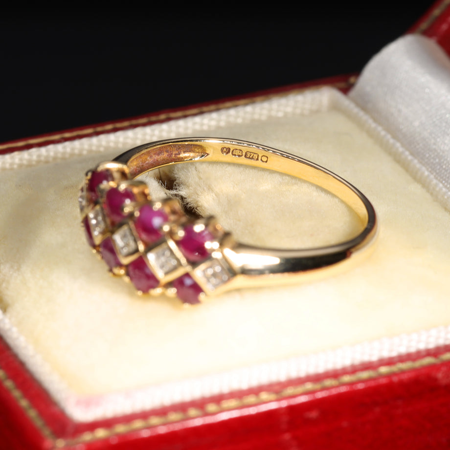 The Vintage Ruby and Diamond Checkerboard Ring