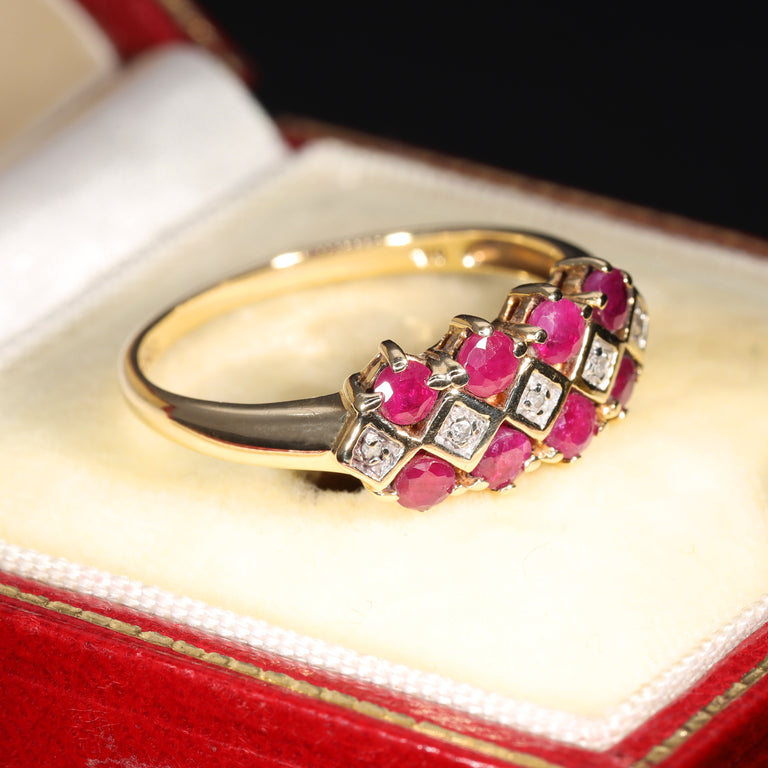 The Vintage Ruby and Diamond Checkerboard Ring