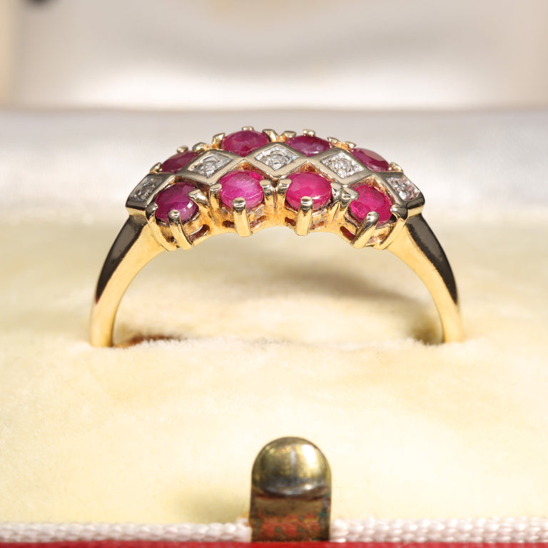 The Vintage Ruby and Diamond Checkerboard Ring