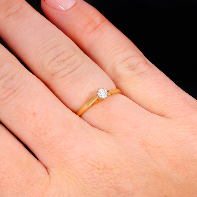 The Vintage 1989 Brilliant Cut Diamond Solitaire Dainty Ring