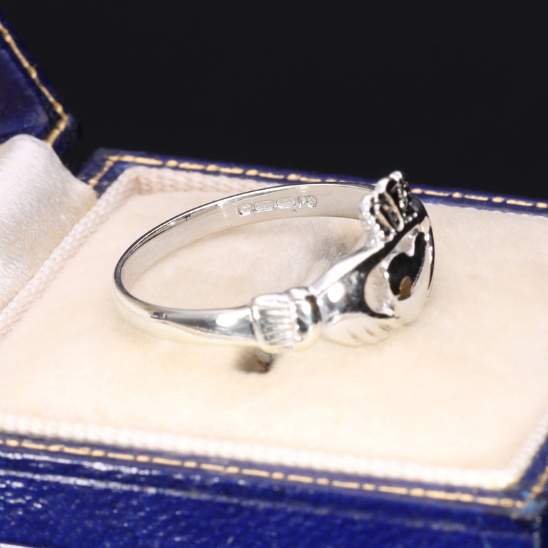 The Vintage 9ct White Gold Claddagh Ring