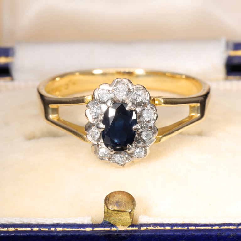 The Vintage 1983 Sapphire and Diamond Cluster Floral Ring