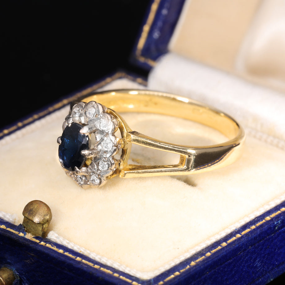 The Vintage 1983 Sapphire and Diamond Cluster Floral Ring