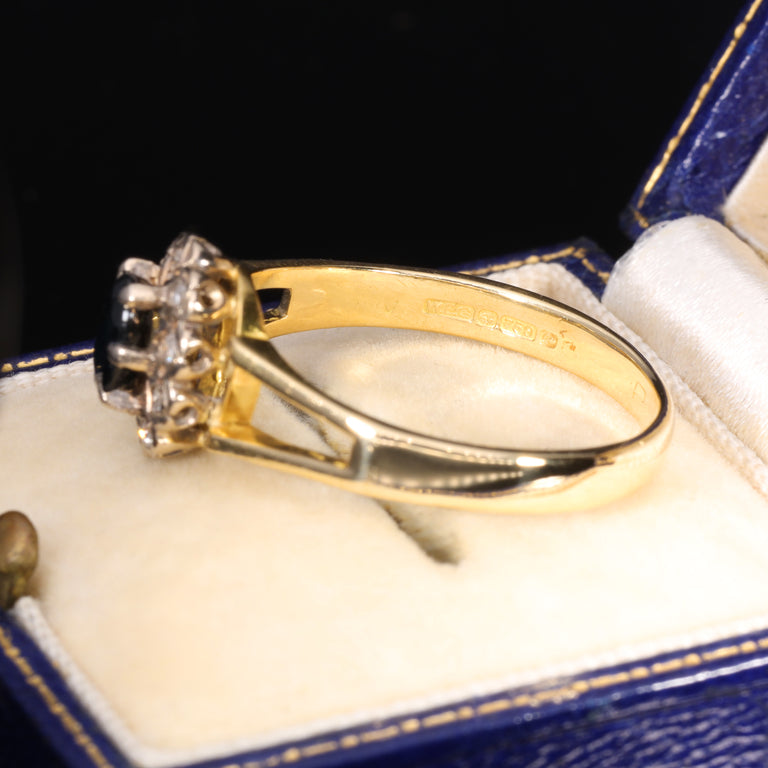 The Vintage 1983 Sapphire and Diamond Cluster Floral Ring