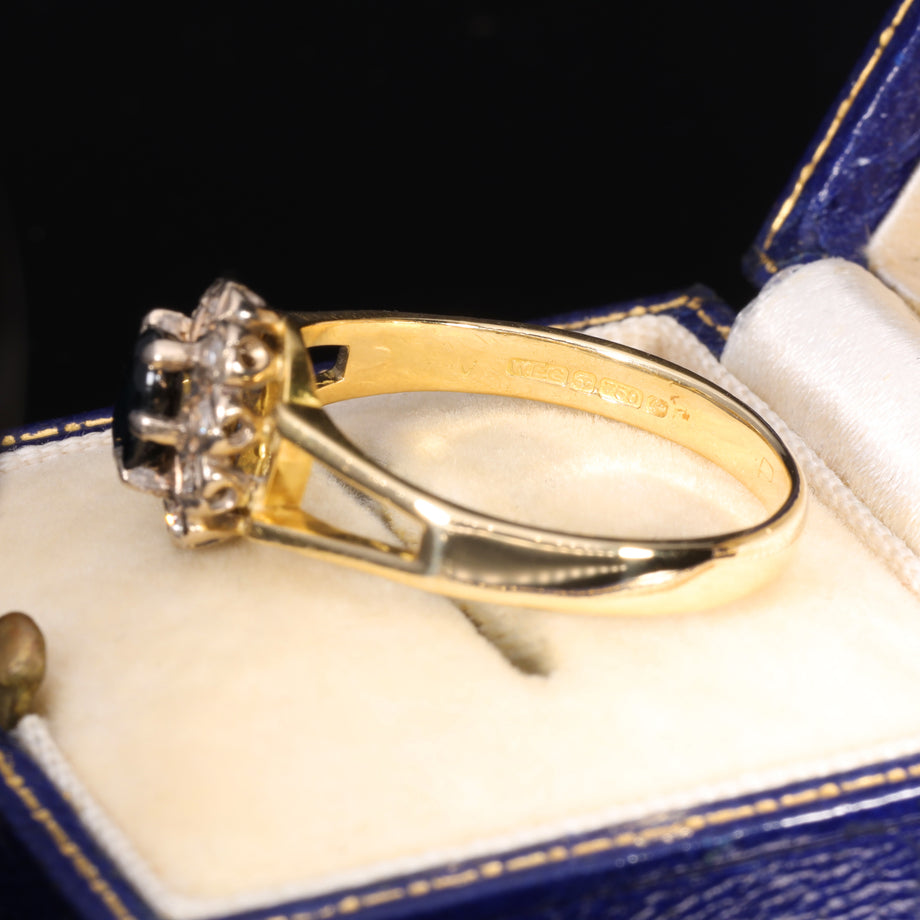 The Vintage 1983 Sapphire and Diamond Cluster Floral Ring
