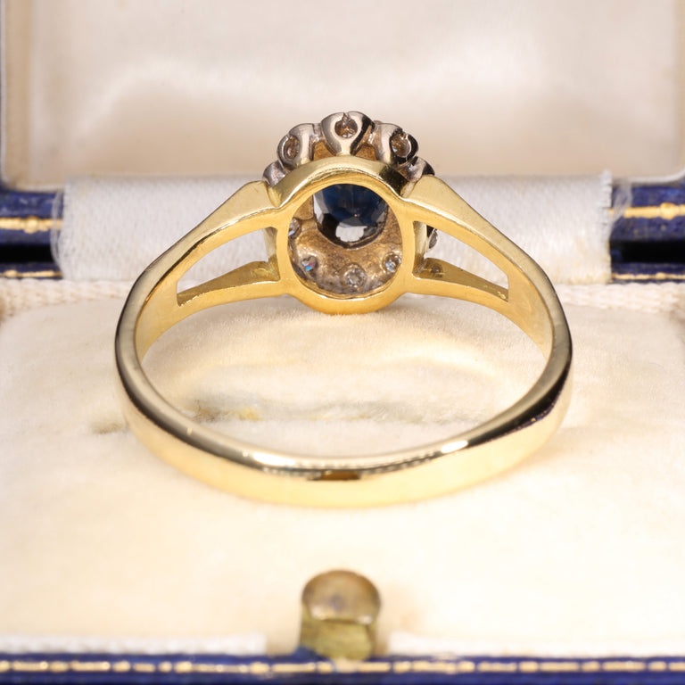 The Vintage 1983 Sapphire and Diamond Cluster Floral Ring