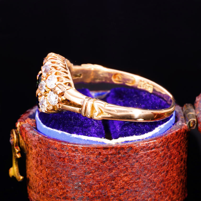 The Antique Victorian Sapphire and Old Cut Diamond Cluster Ring