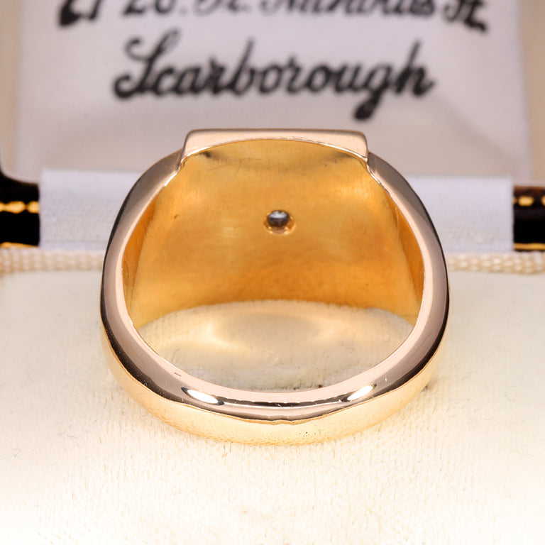 The Vintage 1971 Diamond 9ct Gold Heavy Signet Ring